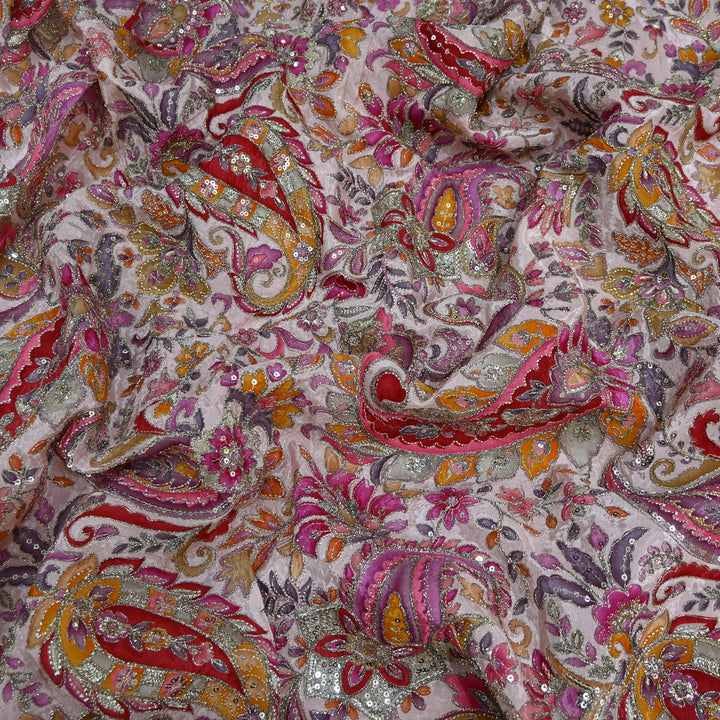 Beautiful Designer Crepe Position Prints, Sequin Embroidery Fabrics