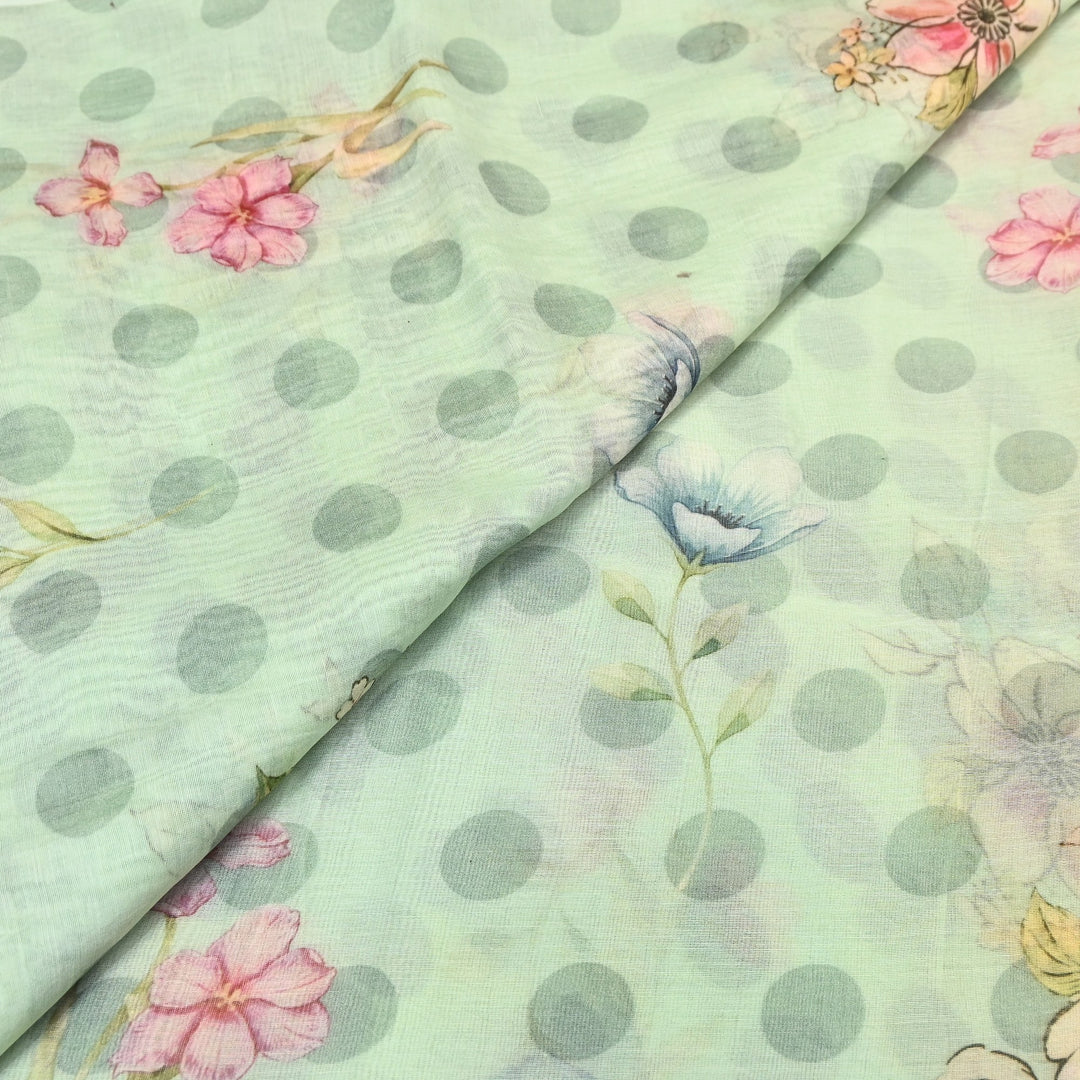 Mul Chanderi Digital Print Fabric - Soft Lightweight Designer Fabric NS0182-7