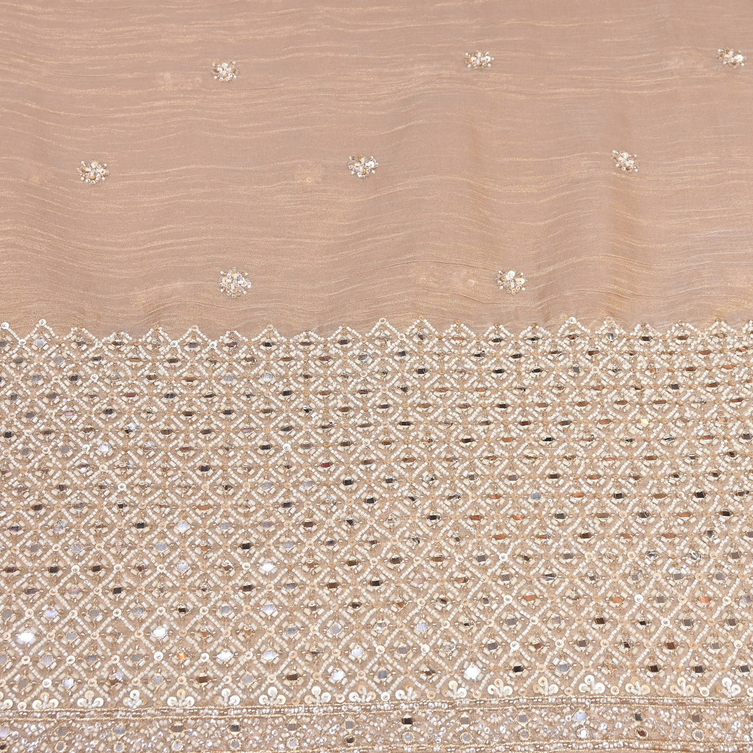 Crush Tissue Moti &  Sequins Embroidery Fabric | Elegant Designer Party Wear Fabric | V2750C-02