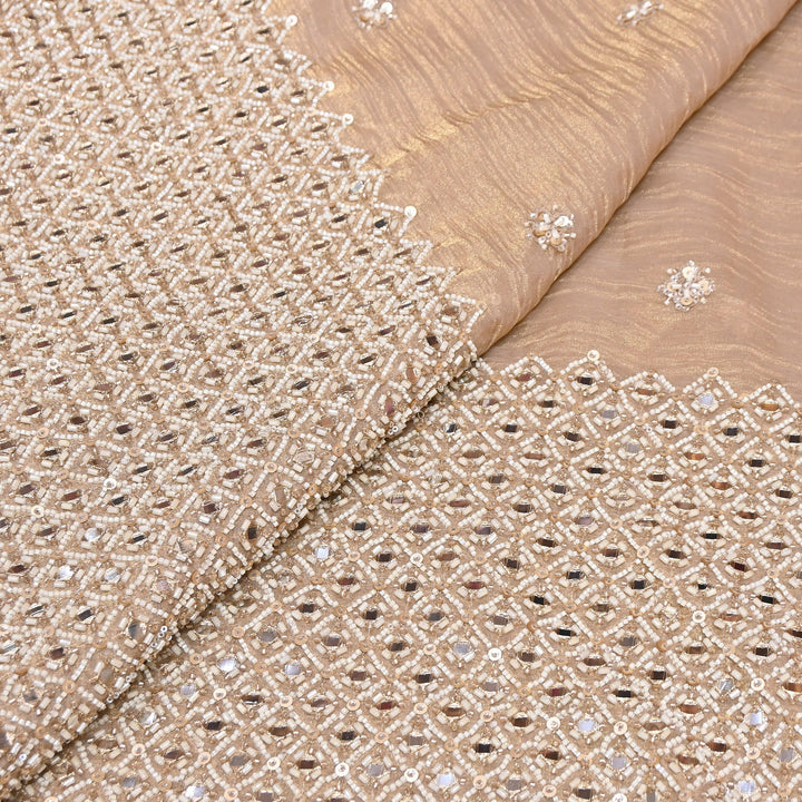 Crush Tissue Moti &  Sequins Embroidery Fabric | Elegant Designer Party Wear Fabric | V2750C-02