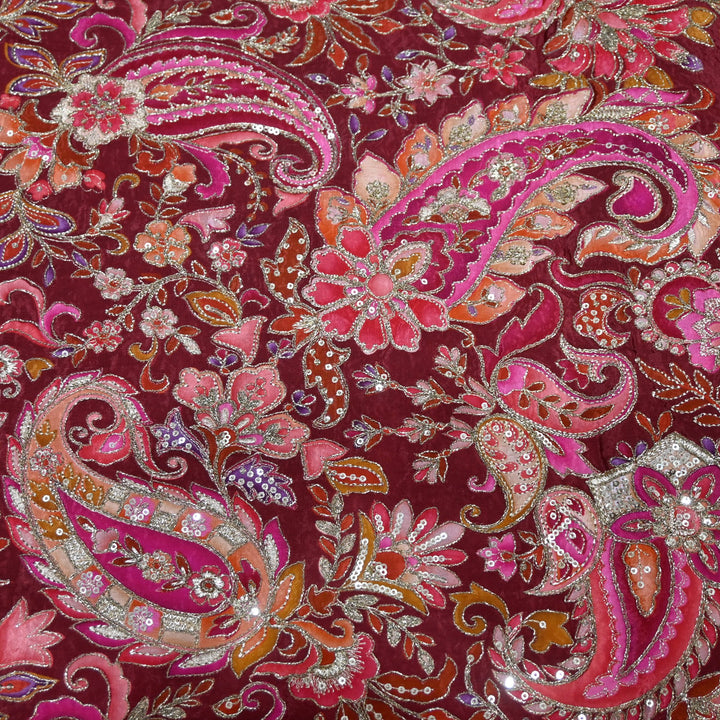 Beautiful Designer Crepe Position Prints, Sequin Embroidery Fabrics