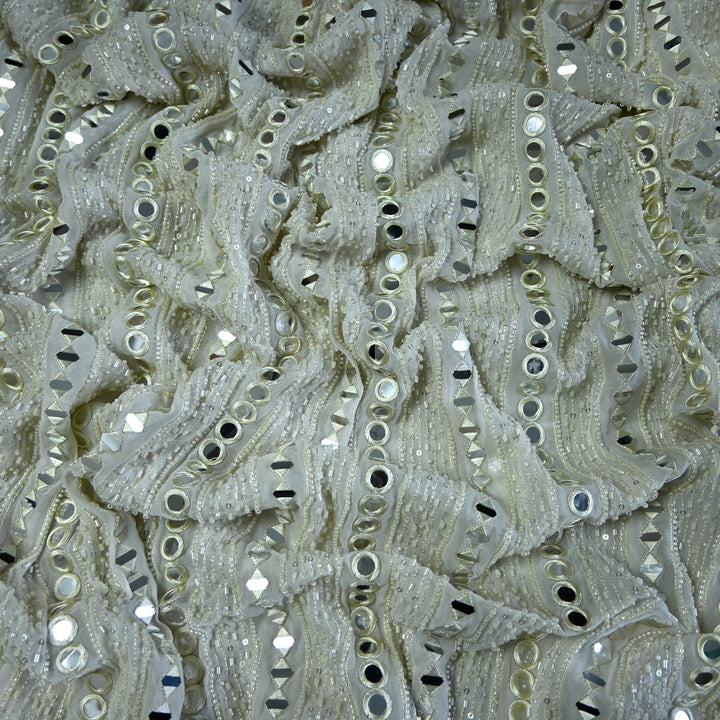 Viscose Georgette Mirror Cut Dana Sequins Embroidery Fabric