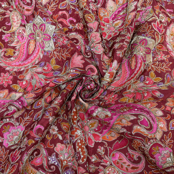Beautiful Designer Crepe Position Prints, Sequin Embroidery Fabrics