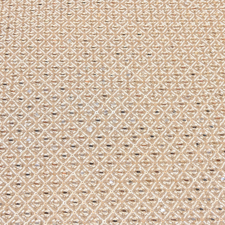 Crush Tissue Moti &  Sequins Embroidery Fabric | Elegant Designer Party Wear Fabric | V2749C-02
