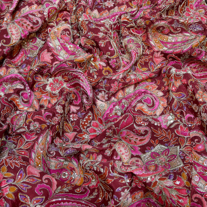Beautiful Designer Crepe Position Prints, Sequin Embroidery Fabrics