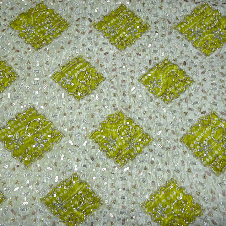 Dyeable Tissue Moti Sequins Embroidery Fabrics