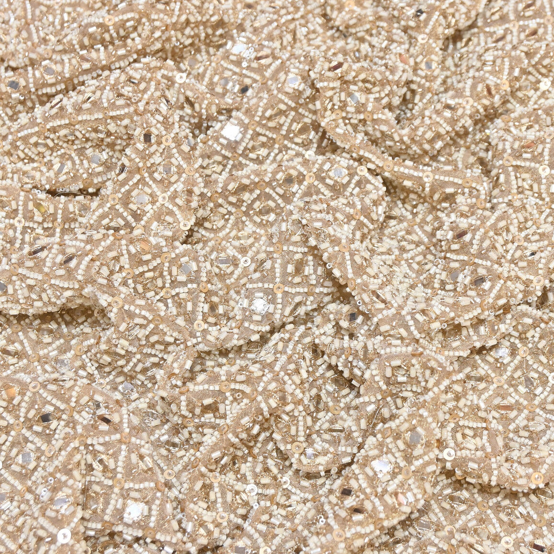 Crush Tissue Moti &  Sequins Embroidery Fabric | Elegant Designer Party Wear Fabric | V2749C-02