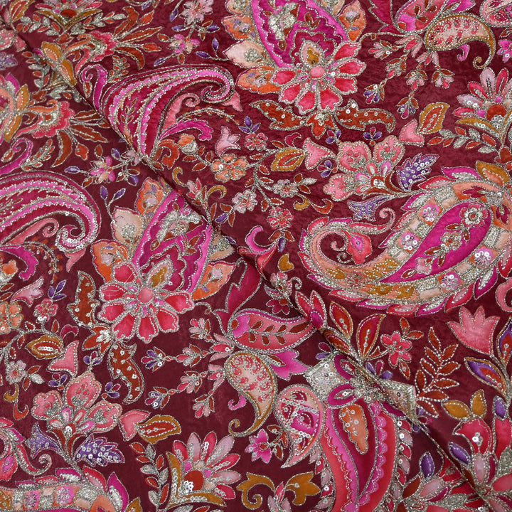 Beautiful Designer Crepe Position Prints, Sequin Embroidery Fabrics