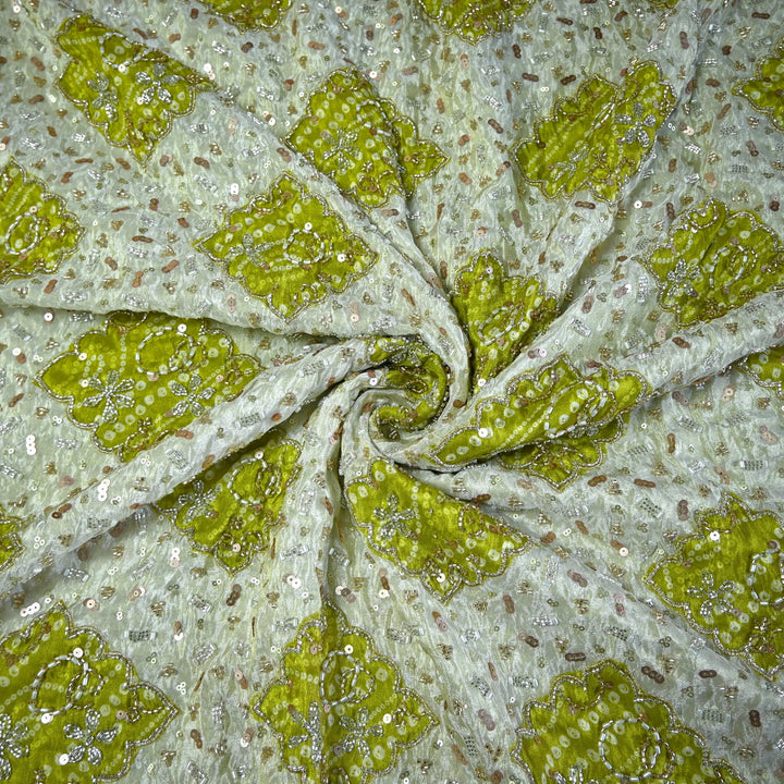 Dyeable Tissue Moti Sequins Embroidery Fabrics