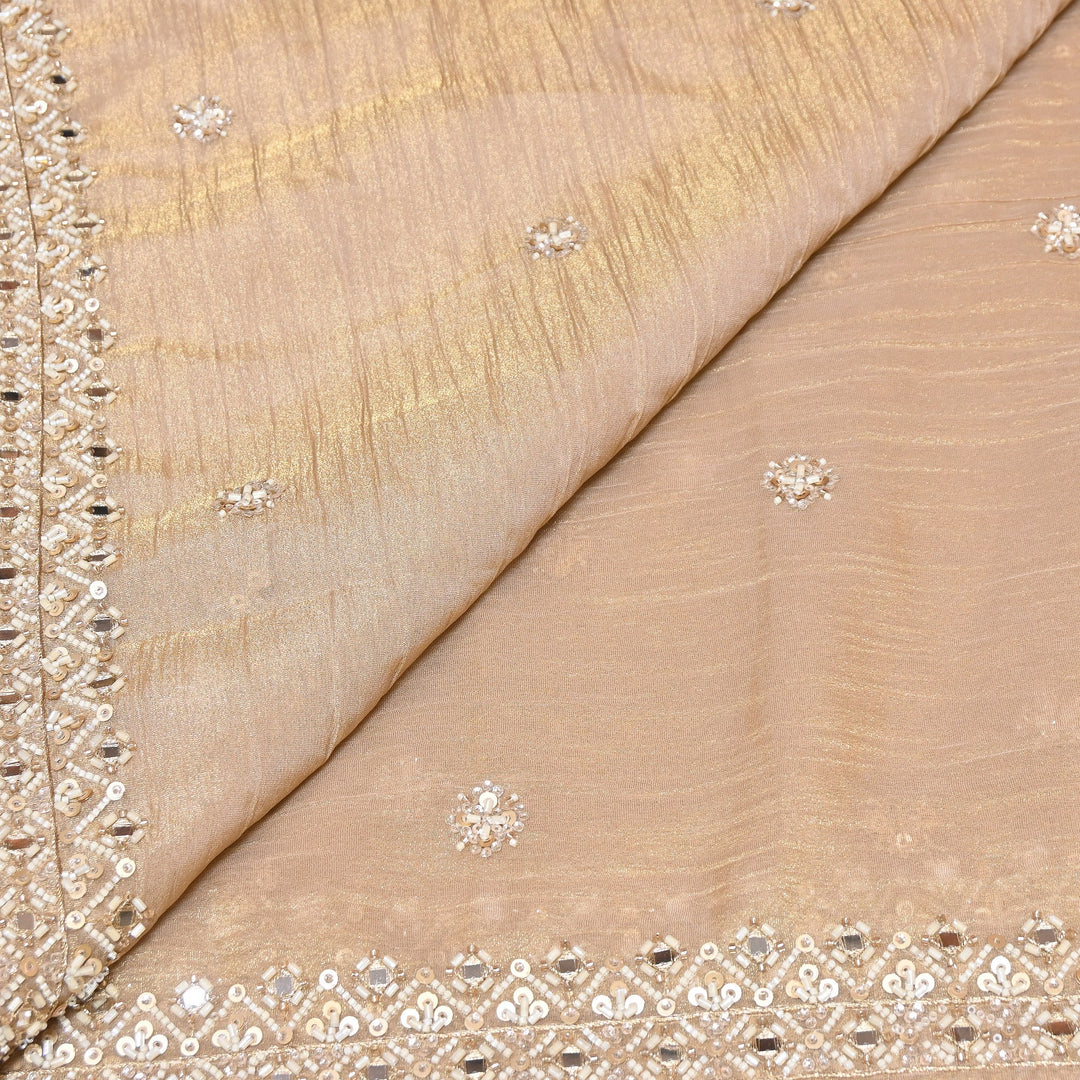 Crush Tissue Moti &  Sequins Embroidery Dupatta Fabric | Elegant Designer Party Wear Fabric | V2751C-02
