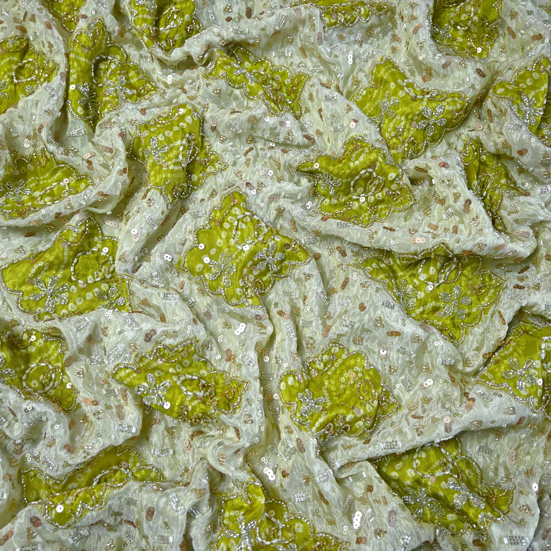Dyeable Tissue Moti Sequins Embroidery Fabrics