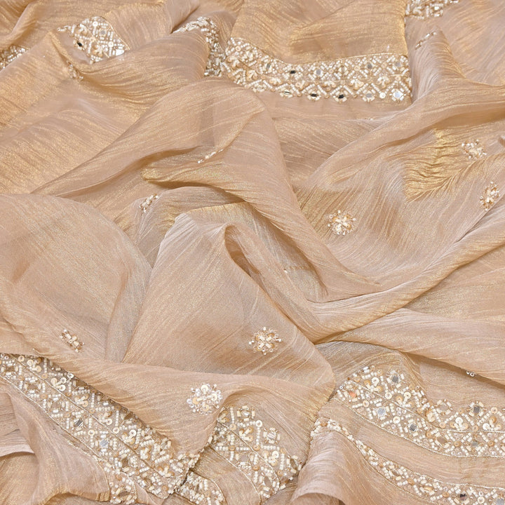Crush Tissue Moti &  Sequins Embroidery Dupatta Fabric | Elegant Designer Party Wear Fabric | V2751C-02