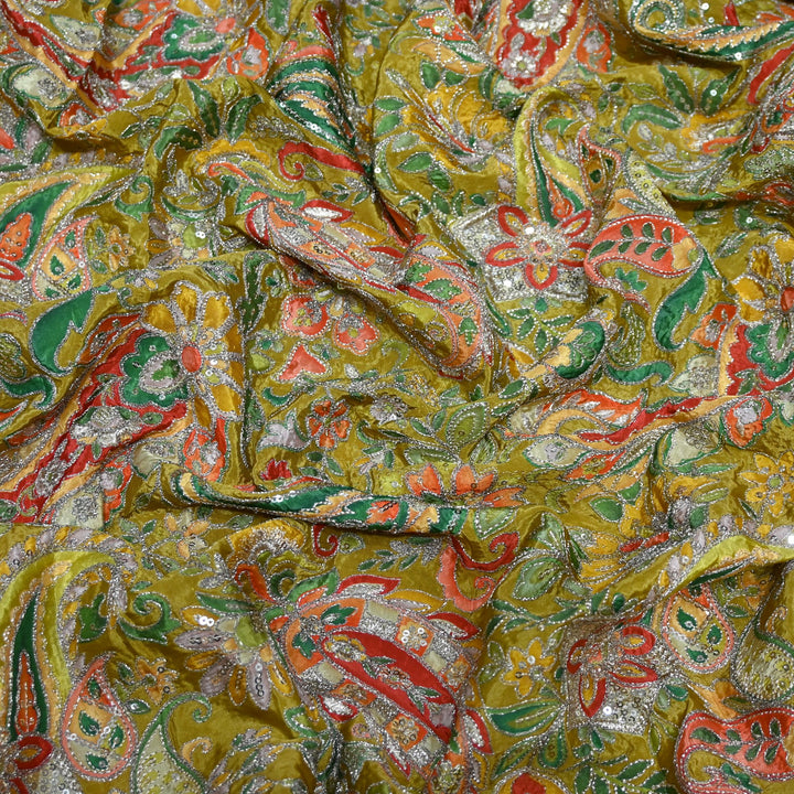 Beautiful Designer Crepe Position Prints, Sequin Embroidery Fabrics