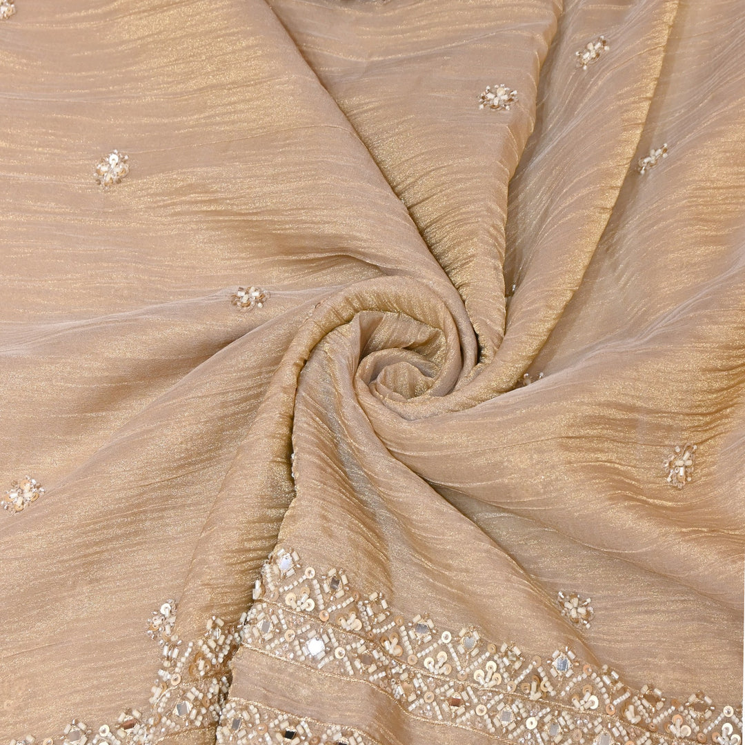 Crush Tissue Moti &  Sequins Embroidery Dupatta Fabric | Elegant Designer Party Wear Fabric | V2751C-02