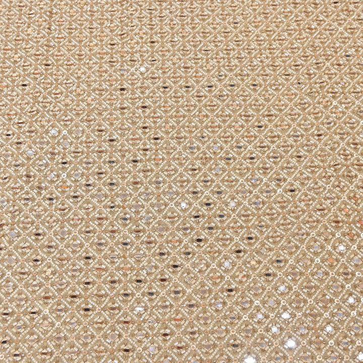 Crush Tissue Moti &  Sequins Embroidery Fabric | Elegant Designer Party Wear Fabric | V2749C-01