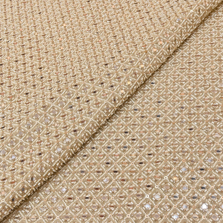 Crush Tissue Moti &  Sequins Embroidery Fabric | Elegant Designer Party Wear Fabric | V2749C-01