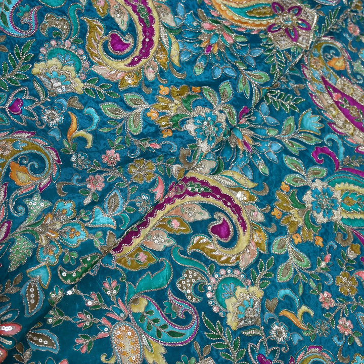 Beautiful Designer Crepe Position Prints, Sequin Embroidery Fabrics