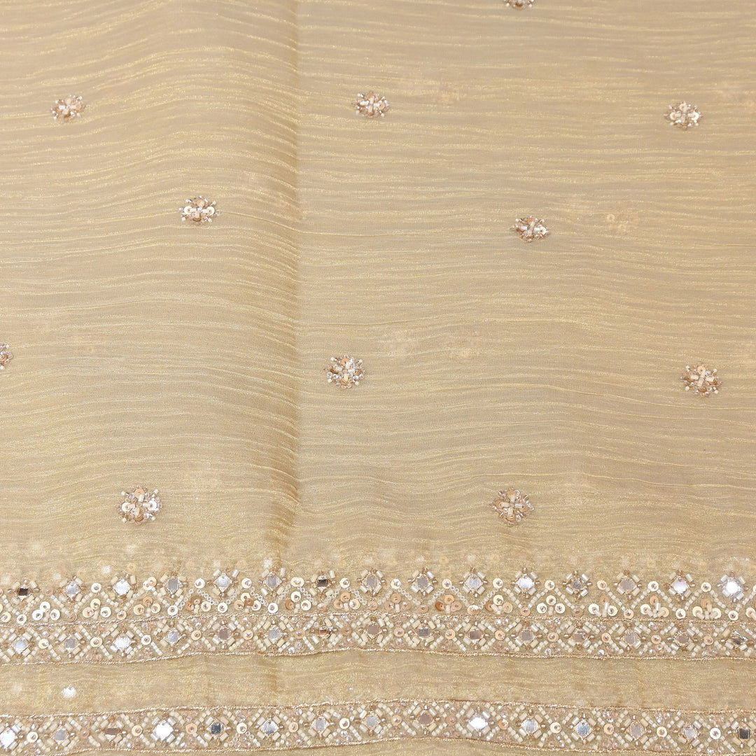Crush Tissue Moti &  Sequins Embroidery Dupatta Fabric | Elegant Designer Party Wear Fabric | V2751C-01