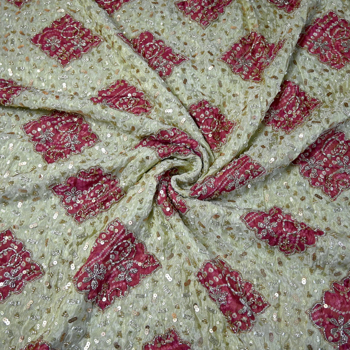 Dyeable Tissue Moti Sequins Embroidery Fabrics