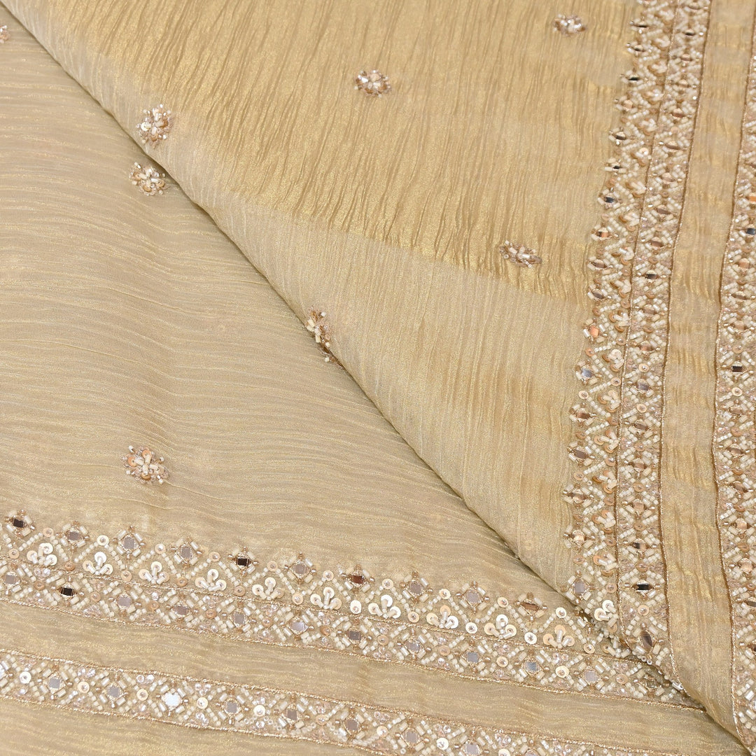 Crush Tissue Moti &  Sequins Embroidery Dupatta Fabric | Elegant Designer Party Wear Fabric | V2751C-01
