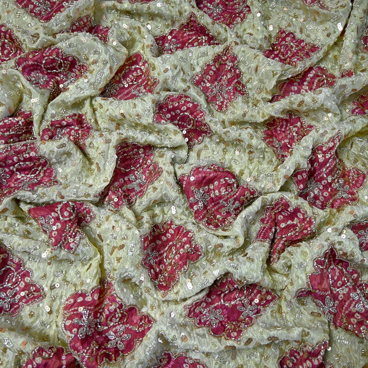 Dyeable Tissue Moti Sequins Embroidery Fabrics