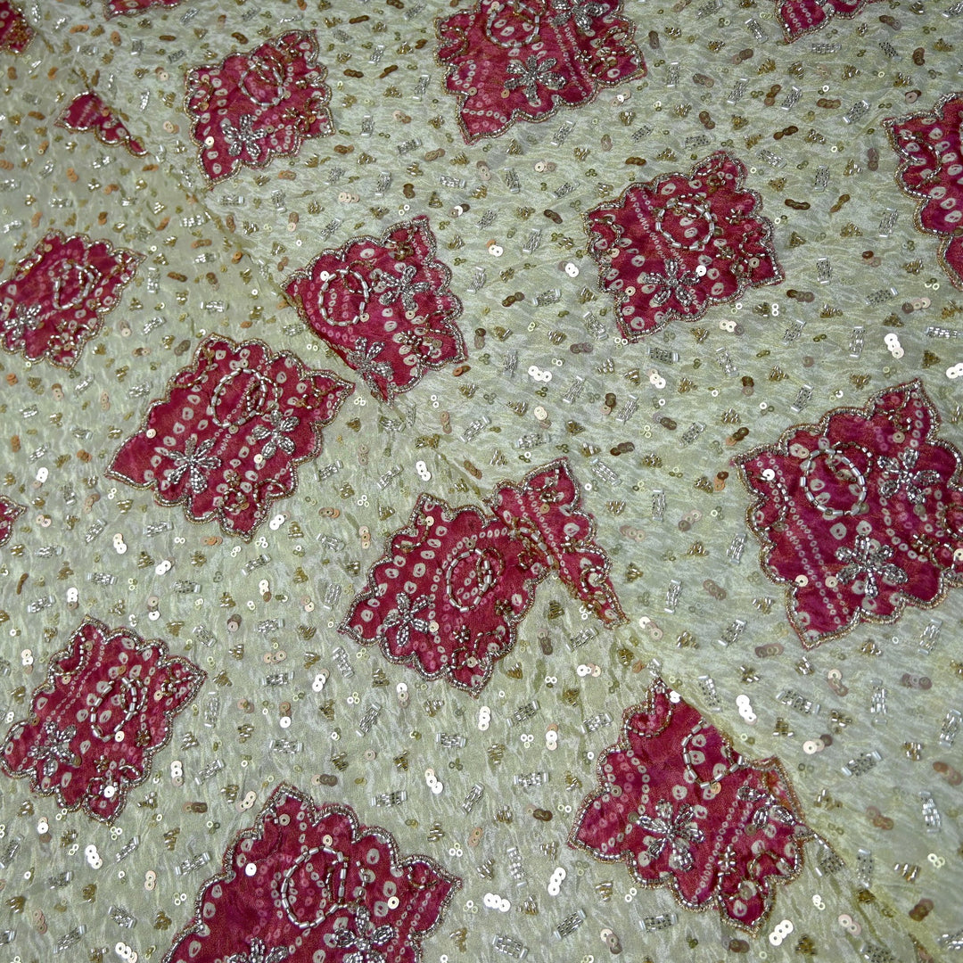 Dyeable Tissue Moti Sequins Embroidery Fabrics