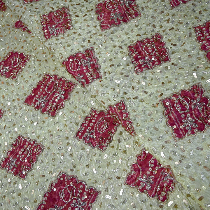 Dyeable Tissue Moti Sequins Embroidery Fabrics