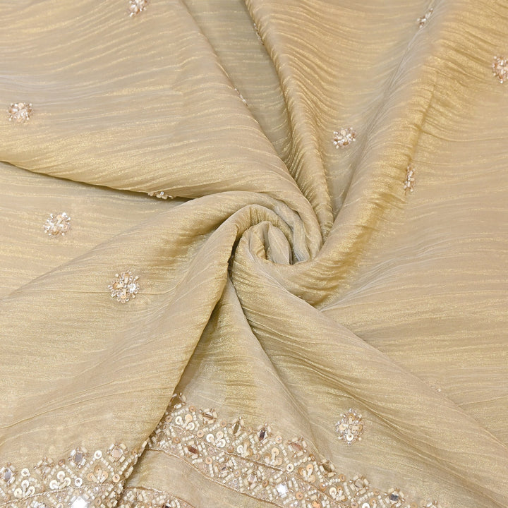 Crush Tissue Moti &  Sequins Embroidery Dupatta Fabric | Elegant Designer Party Wear Fabric | V2751C-01