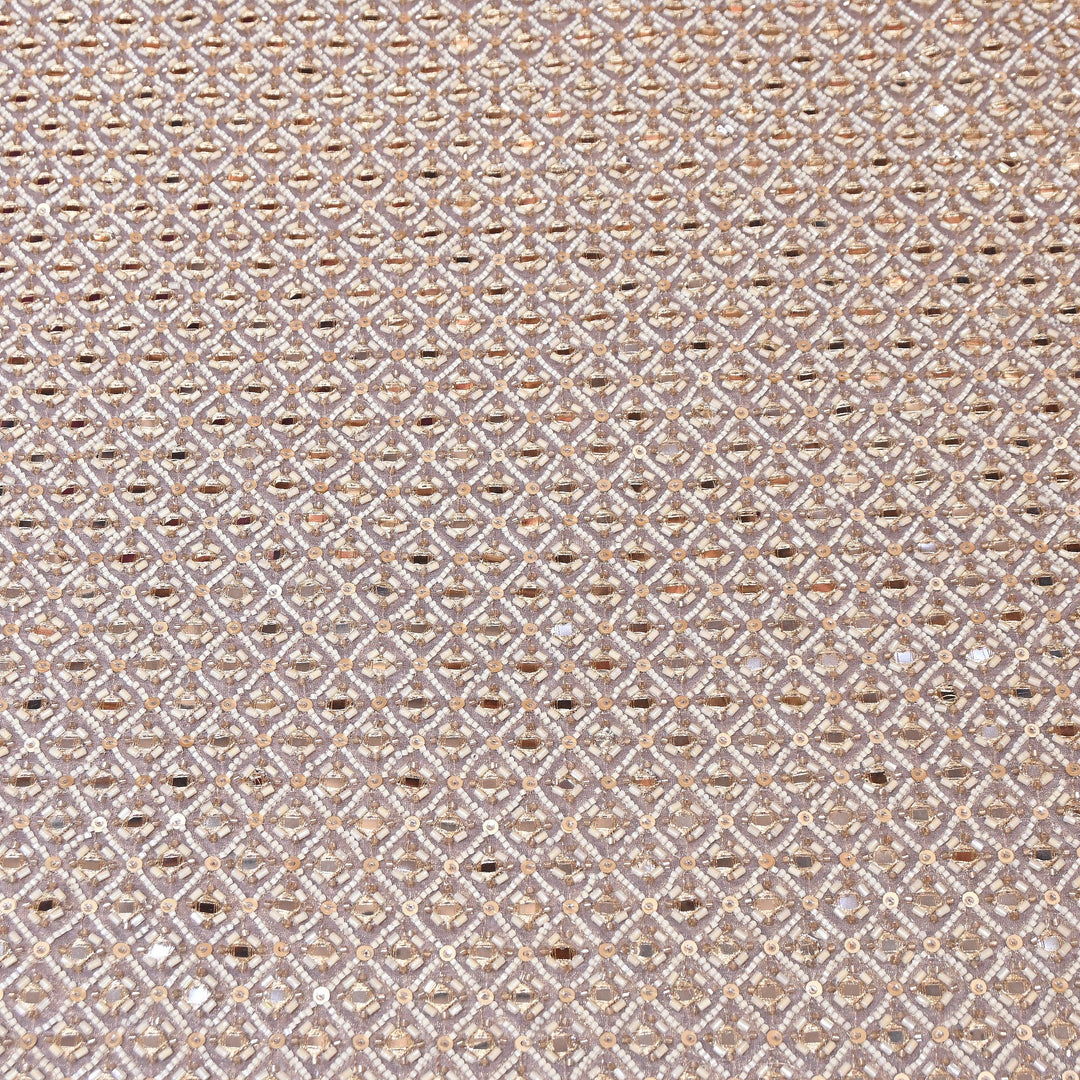 Crush Tissue Moti &  Sequins Embroidery Fabric | Elegant Designer Party Wear Fabric | V2749C-03