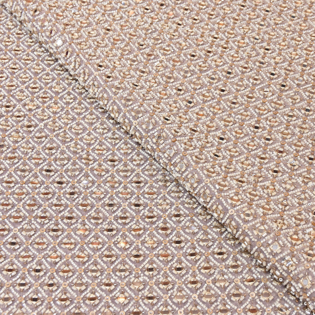 Crush Tissue Moti &  Sequins Embroidery Fabric | Elegant Designer Party Wear Fabric | V2749C-03
