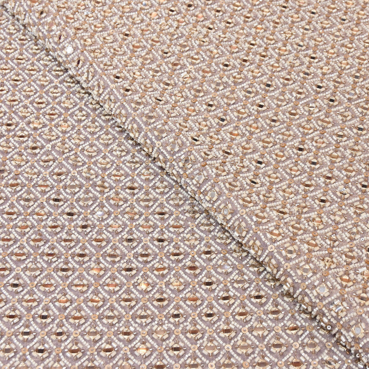 Crush Tissue Moti &  Sequins Embroidery Fabric | Elegant Designer Party Wear Fabric | V2749C-03