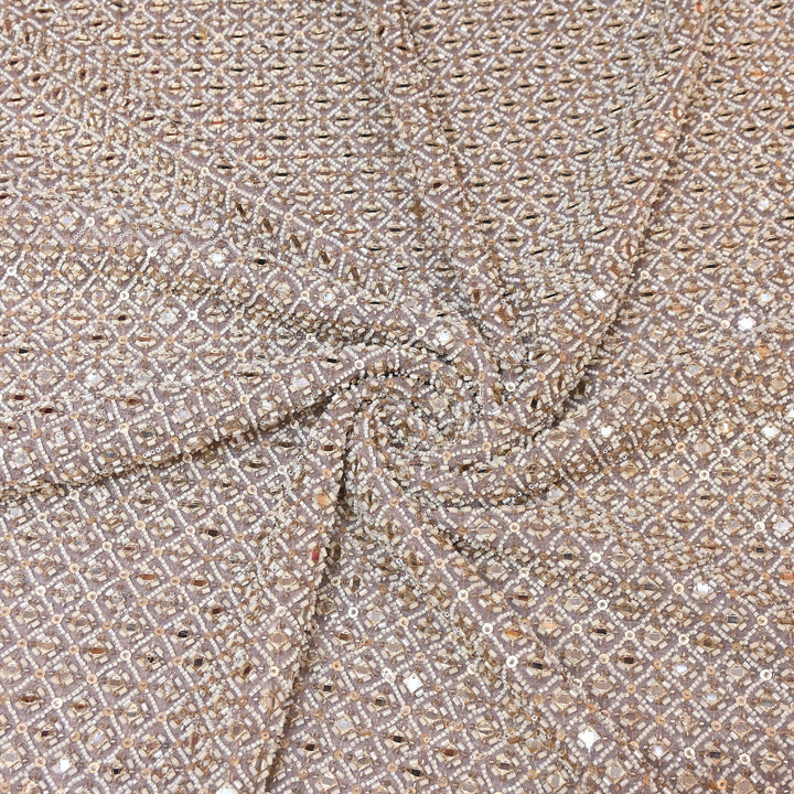 Crush Tissue Moti &  Sequins Embroidery Fabric | Elegant Designer Party Wear Fabric | V2749C-03