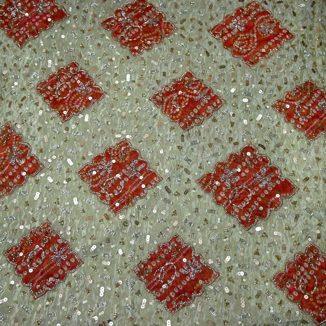 Dyeable Tissue Moti Sequins Embroidery Fabrics