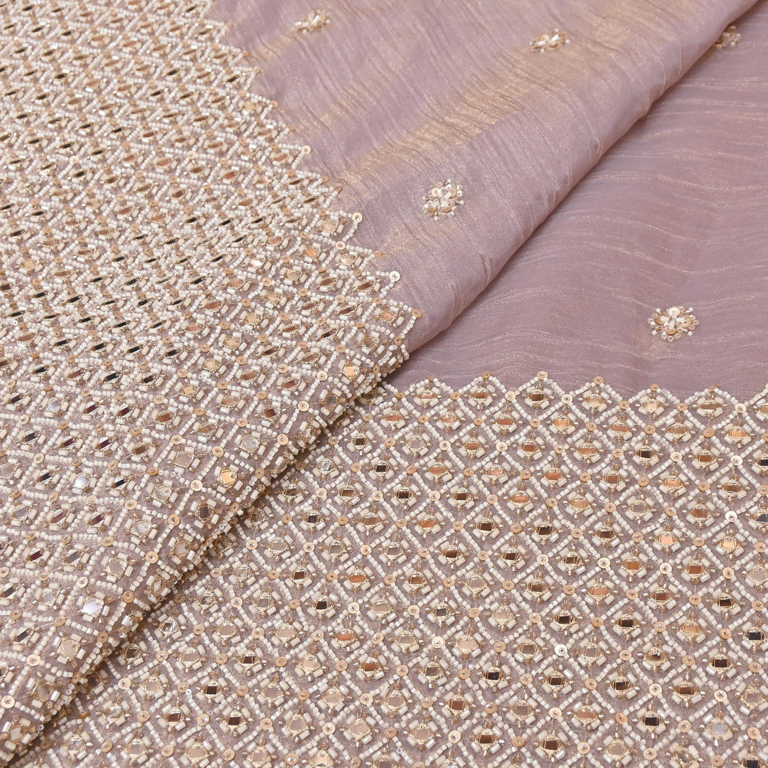 Crush Tissue Moti &  Sequins Embroidery Fabric | Elegant Designer Party Wear Fabric | V2750C-03
