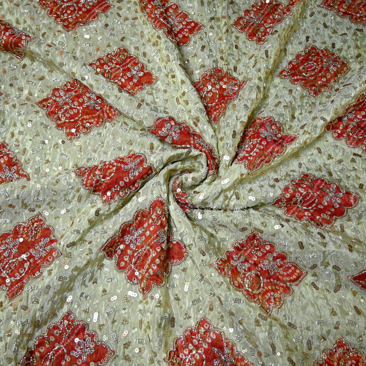 Dyeable Tissue Moti Sequins Embroidery Fabrics