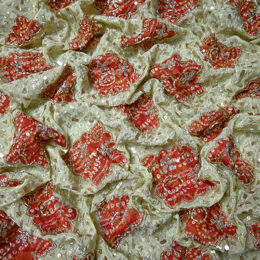 Dyeable Tissue Moti Sequins Embroidery Fabrics