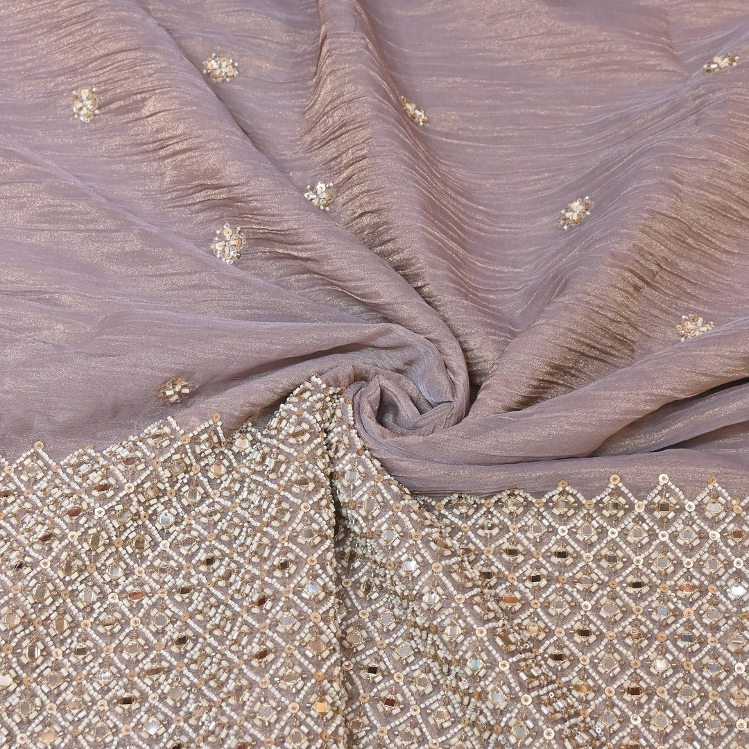 Crush Tissue Moti &  Sequins Embroidery Fabric | Elegant Designer Party Wear Fabric | V2750C-03