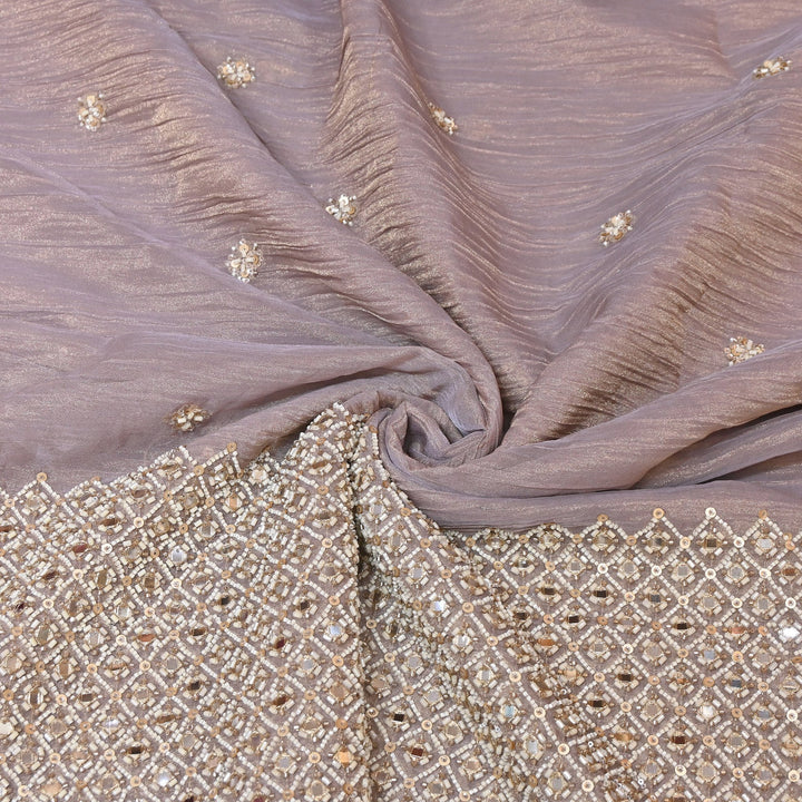 Crush Tissue Moti &  Sequins Embroidery Fabric | Elegant Designer Party Wear Fabric | V2750C-03