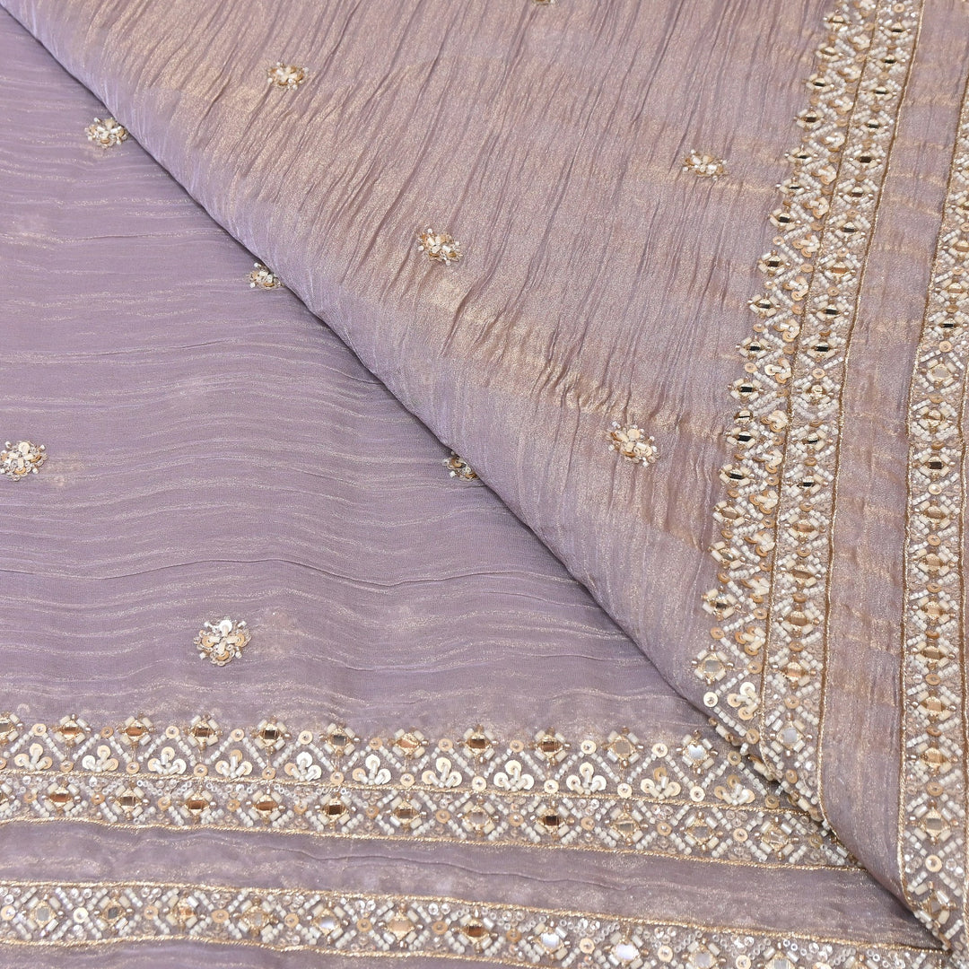 Crush Tissue Moti &  Sequins Embroidery Dupatta Fabric | Elegant Designer Party Wear Fabric | V2751C-03
