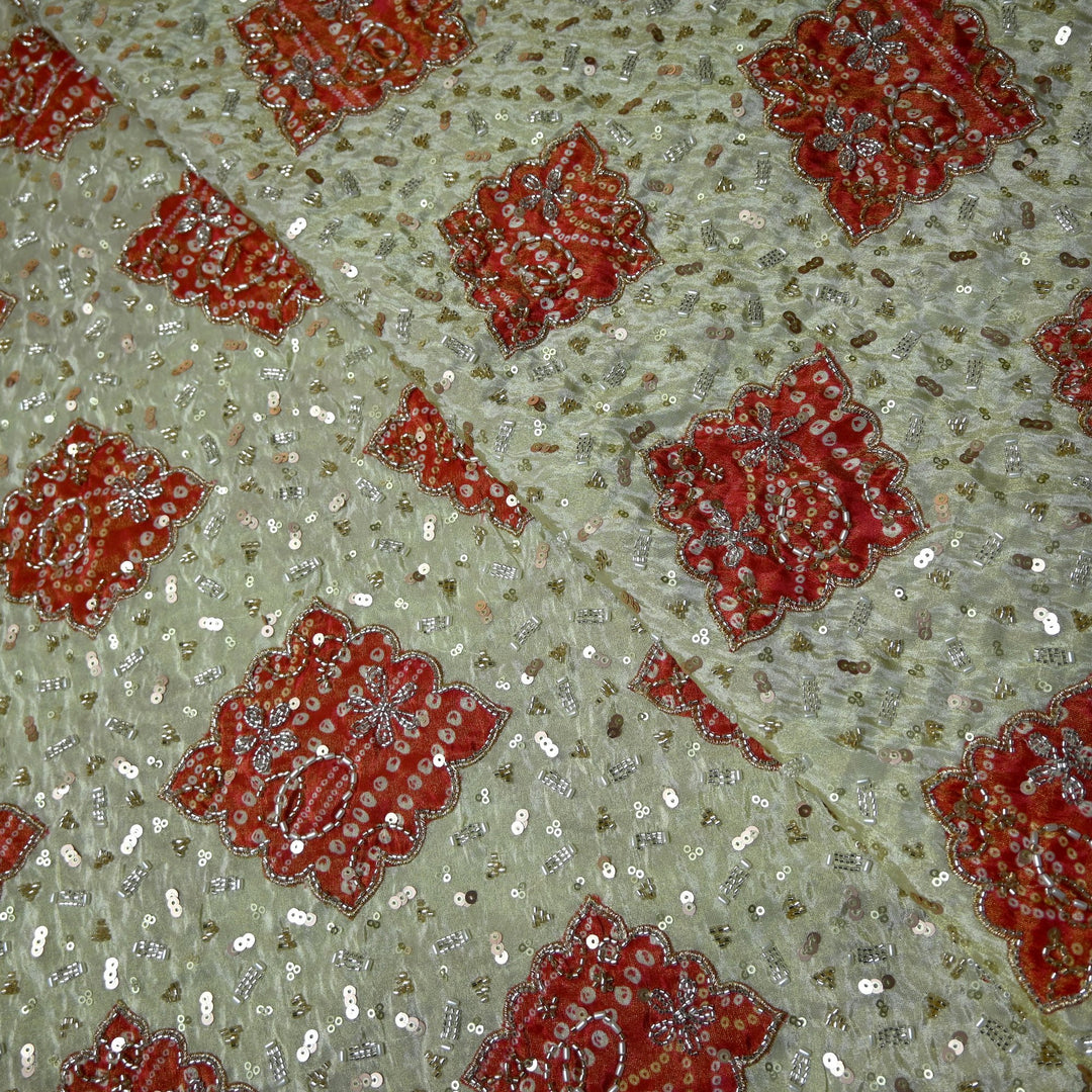 Dyeable Tissue Moti Sequins Embroidery Fabrics