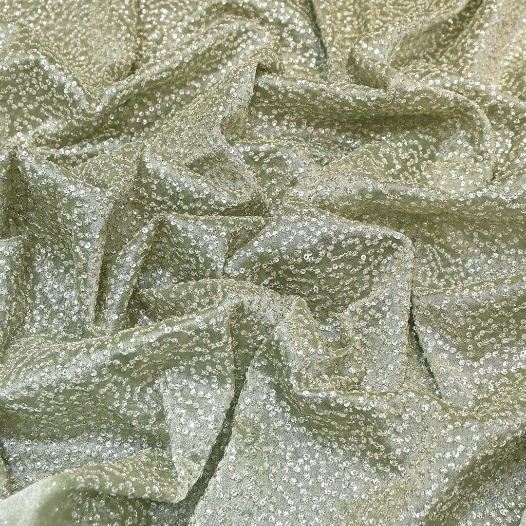 Premium Tissue Zari & Sequins Embroidery Fabric – Premium Designer Tissue Fabric V2644C-1