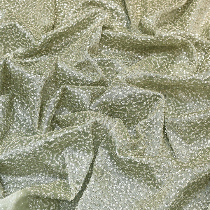 Premium Tissue Zari & Sequins Embroidery Fabric – Premium Designer Tissue Fabric V2644C-1