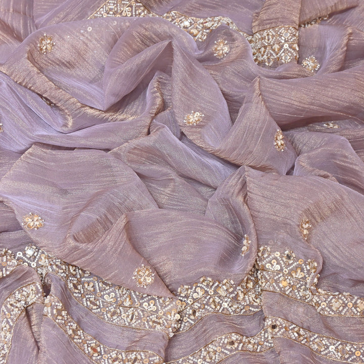 Crush Tissue Moti &  Sequins Embroidery Dupatta Fabric | Elegant Designer Party Wear Fabric | V2751C-03