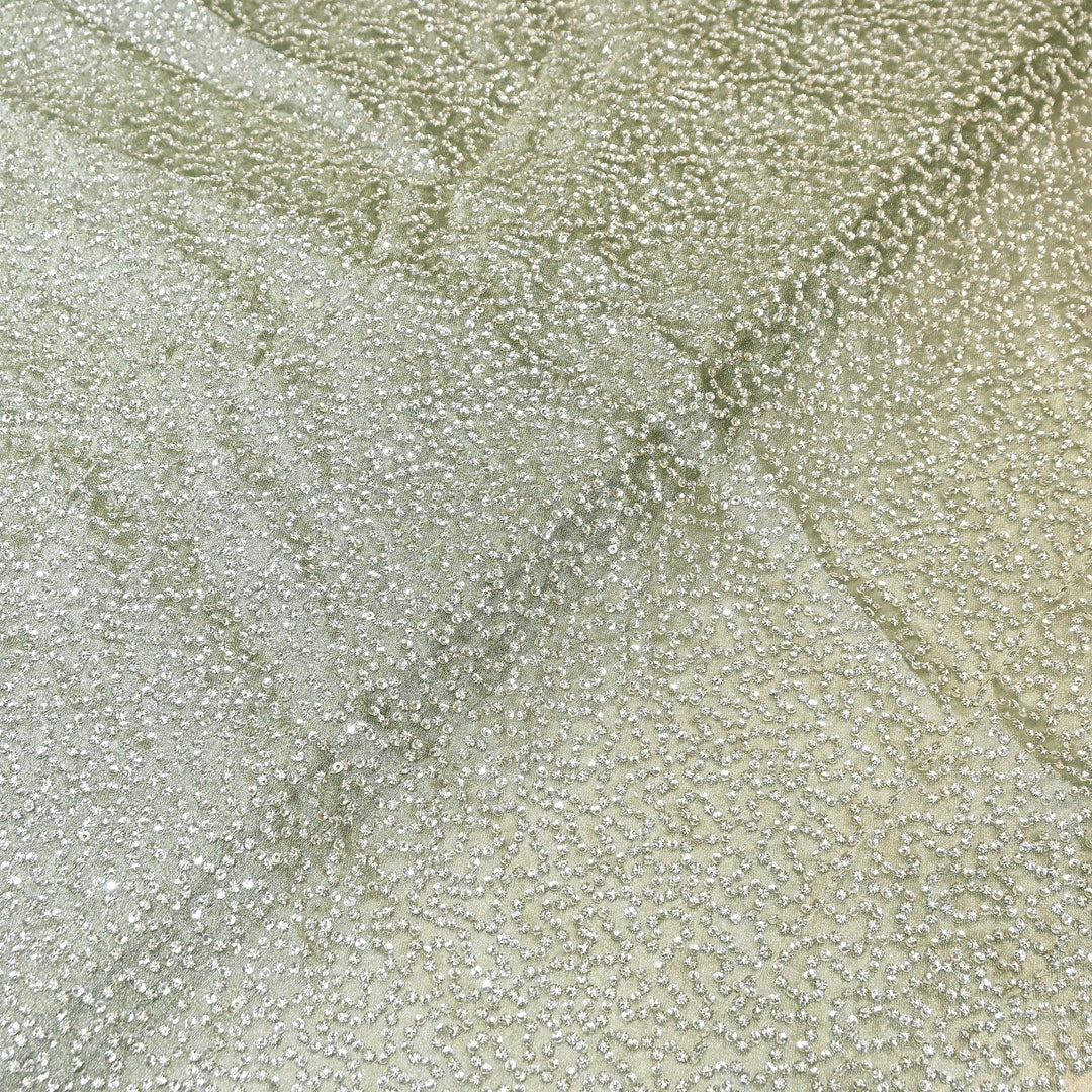 Premium Tissue Zari & Sequins Embroidery Fabric – Premium Designer Tissue Fabric V2644C-1