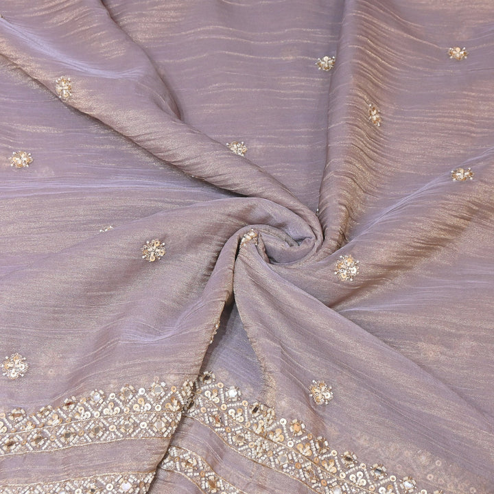 Crush Tissue Moti &  Sequins Embroidery Dupatta Fabric | Elegant Designer Party Wear Fabric | V2751C-03