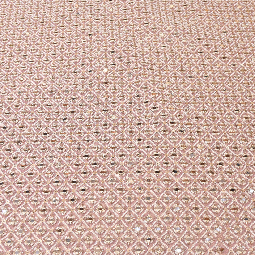 Crush Tissue Moti &  Sequins Embroidery Fabric | Elegant Designer Party Wear Fabric | V2749C-04