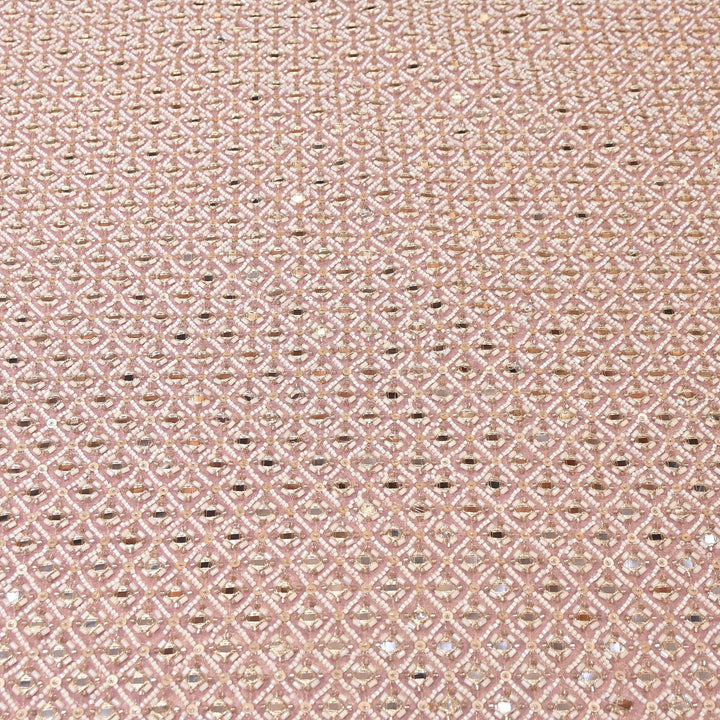 Crush Tissue Moti &  Sequins Embroidery Fabric | Elegant Designer Party Wear Fabric | V2749C-04