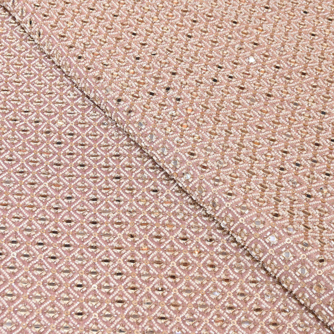 Crush Tissue Moti &  Sequins Embroidery Fabric | Elegant Designer Party Wear Fabric | V2749C-04
