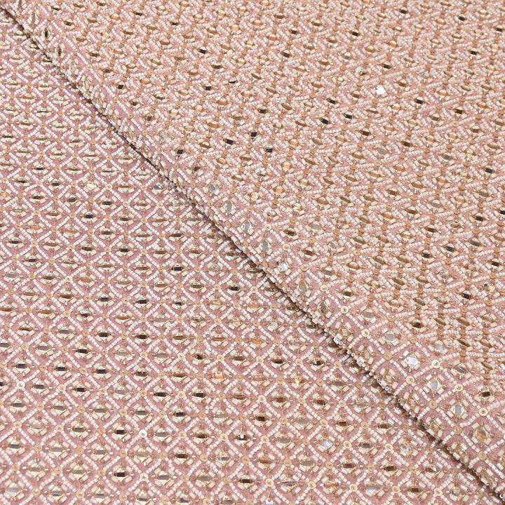 Crush Tissue Moti &  Sequins Embroidery Fabric | Elegant Designer Party Wear Fabric | V2749C-04