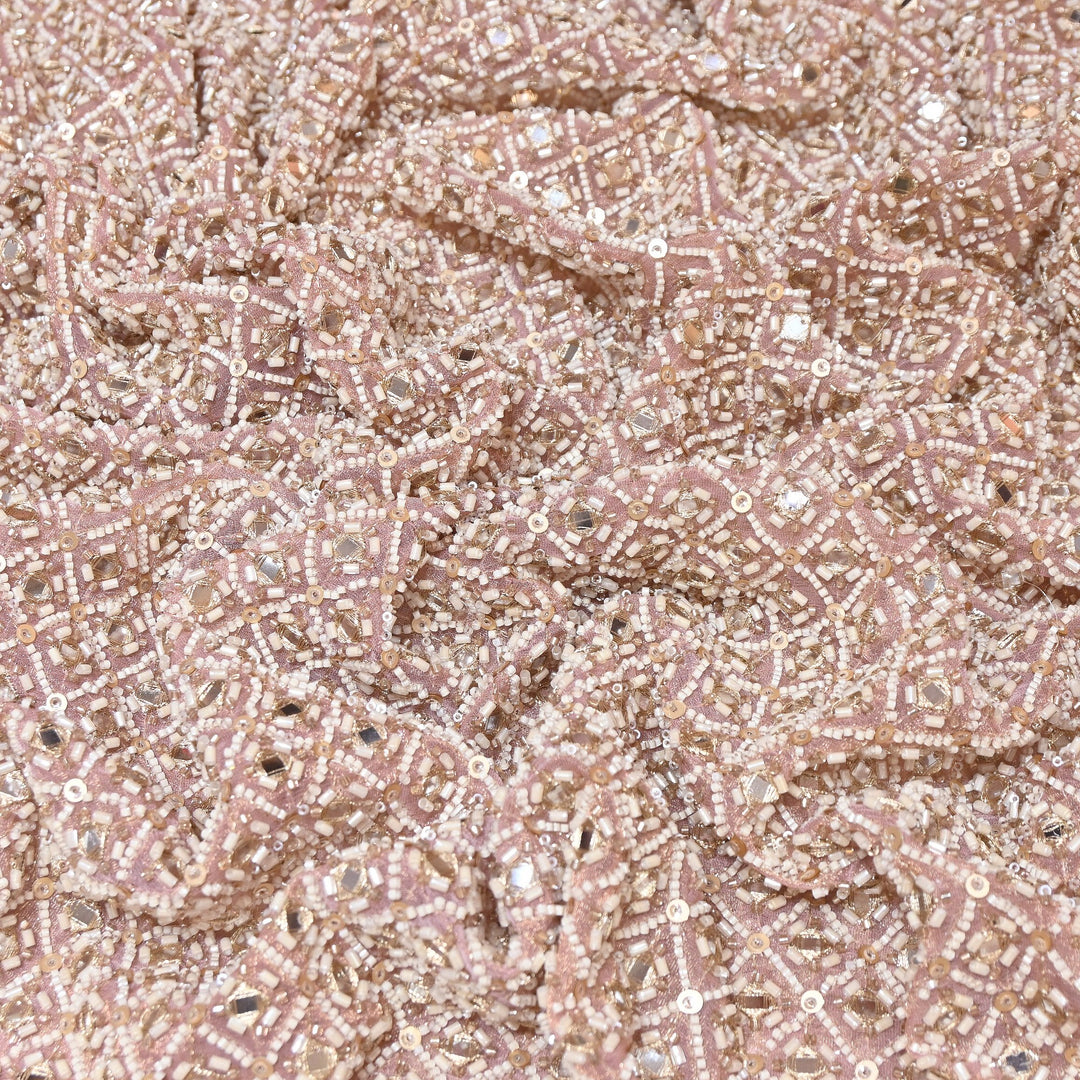 Crush Tissue Moti &  Sequins Embroidery Fabric | Elegant Designer Party Wear Fabric | V2749C-04